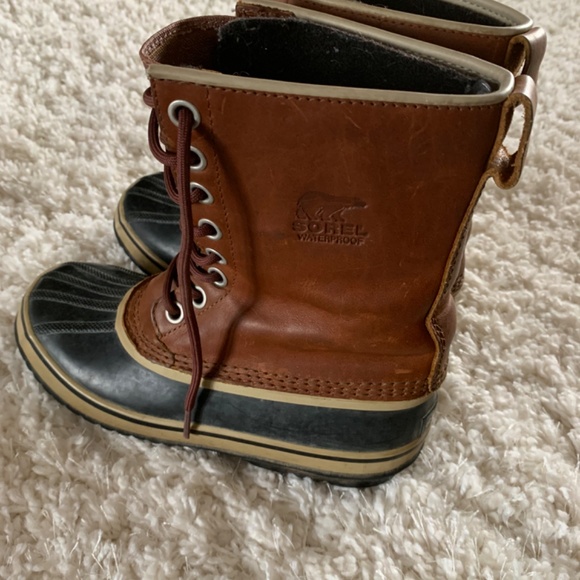 Sorel Brown & Black Waterproof Leather, Rubber Snow Winter Boots Size 8 - Picture 3 of 5